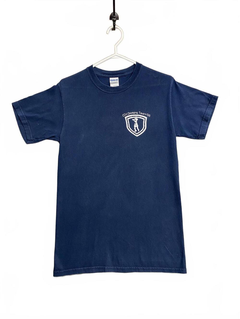 Navy Blue Graphic T-Shirt with CCH Drinking Team '08 Logo On Gildan Tag Sz Small